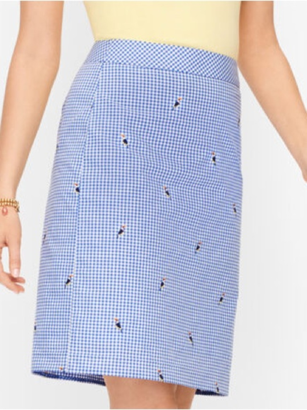 Talbots Blue Gingham Mini Skirt with Toucan Embroidery- women’s plus petite 20wp
